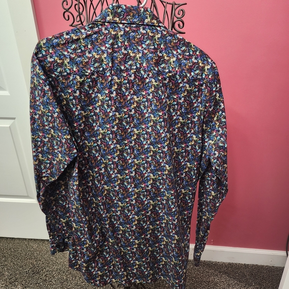 Robert Graham Dark Blue Floral Casual Button Down Shirt - Picture 3 of 3